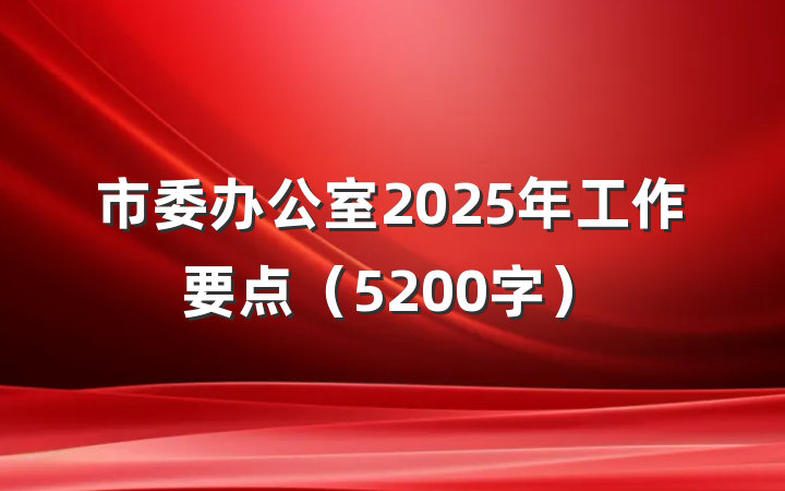 市委办公室2025年工作要点（5200字）