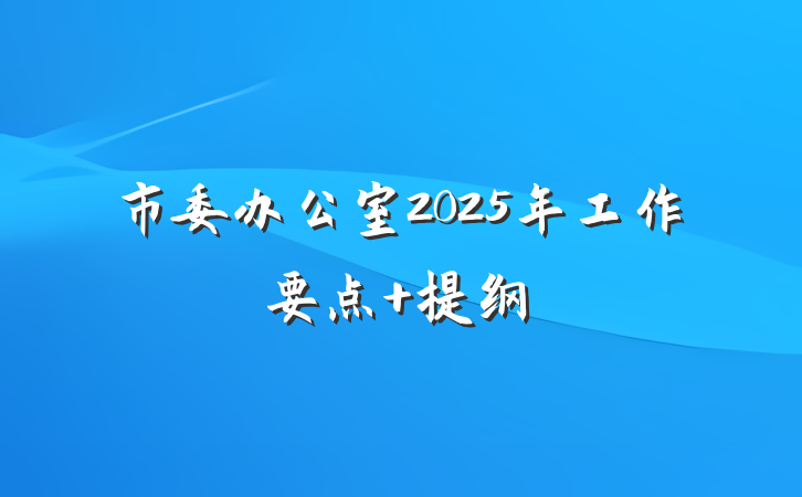 市委办公室2025年工作要点 提纲