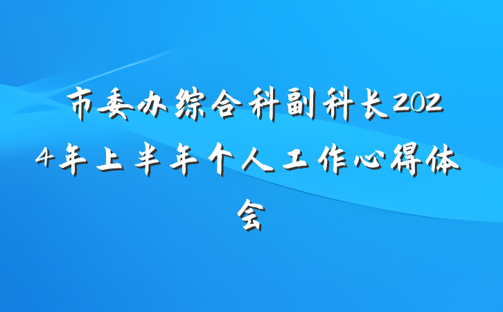 市委办综合科副科长2024年上半年个人工作心得体会
