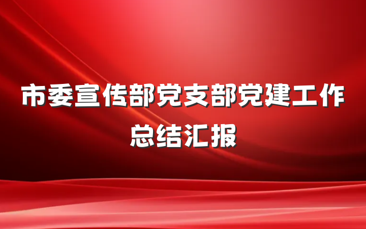 市委宣传部党支部党建工作总结汇报