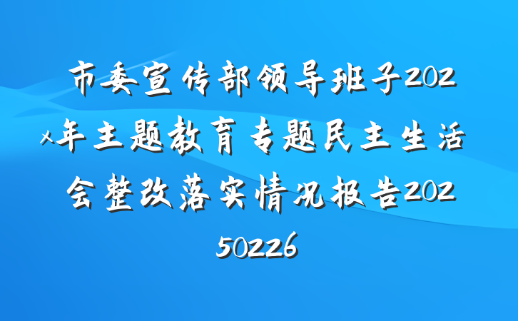 市委宣传部领导班子202x年主题教育专题民主生活会整改落实情况报告20250226
