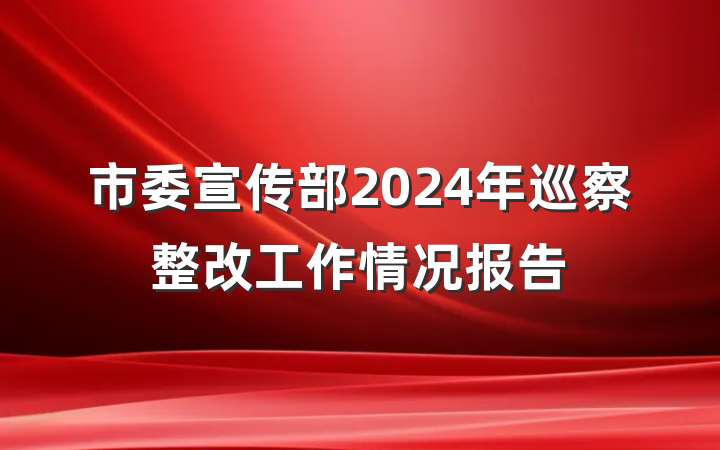 市委宣传部2024年巡察整改工作情况报告