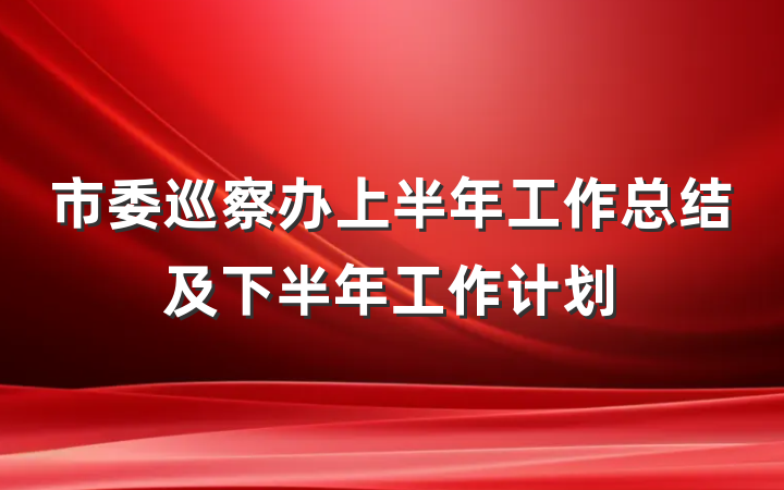 市委巡察办上半年工作总结及下半年工作计划