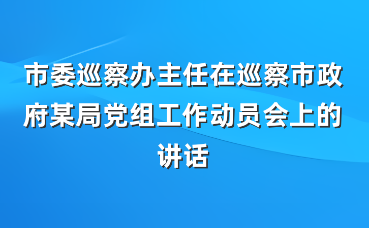 市委巡察办主任在巡察市政府某局党组工作动员会上的讲话