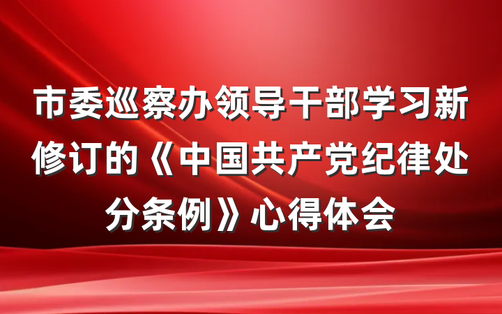市委巡察办领导干部学习新修订的《中国共产党纪律处分条例》心得体会