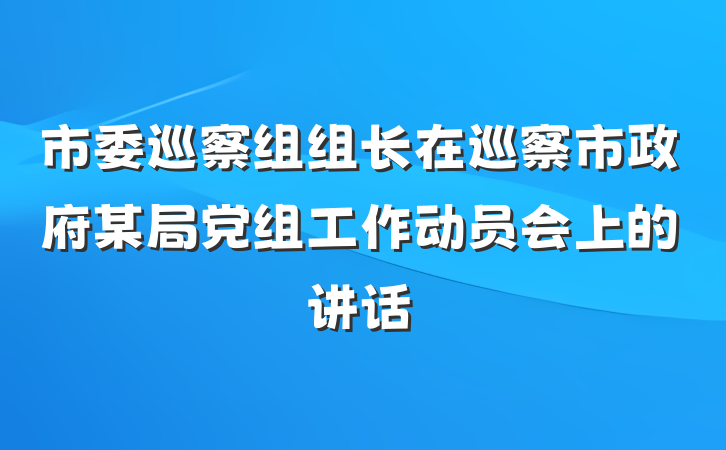 市委巡察组组长在巡察市政府某局党组工作动员会上的讲话