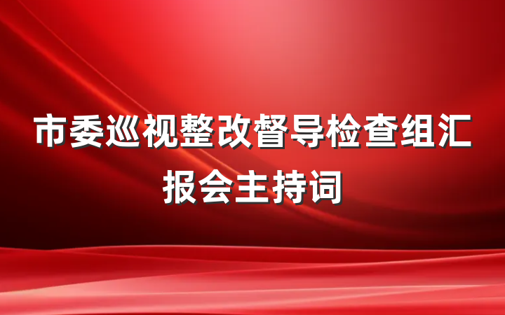 市委巡视整改督导检查组汇报会主持词