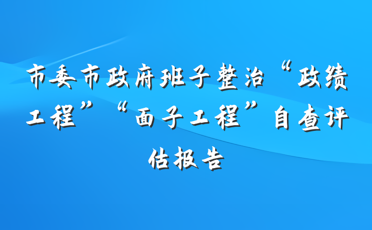 市委市政府班子整治“政绩工程”“面子工程”自查评估报告