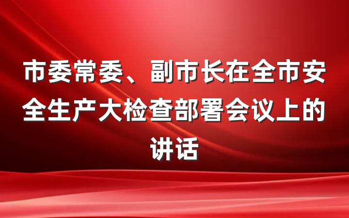 市委常委、副市长在全市安全生产大检查部署会议上的讲话