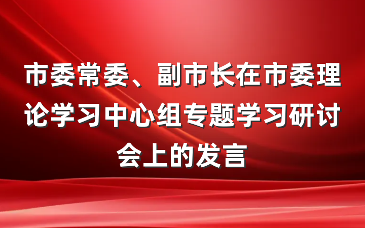 市委常委、副市长在市委理论学习中心组专题学习研讨会上的发言