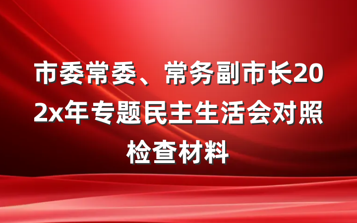 市委常委、常务副市长202x年专题民主生活会对照检查材料