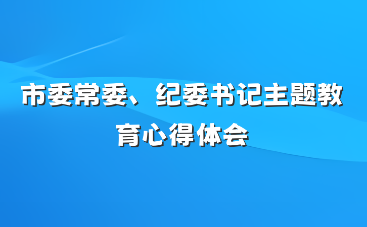 市委常委、纪委书记主题教育心得体会