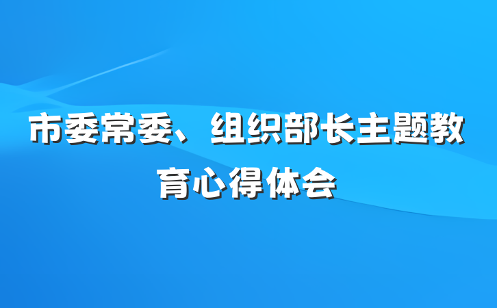 市委常委、组织部长主题教育心得体会