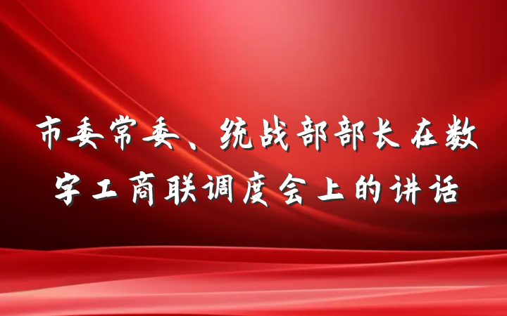 市委常委、统战部部长在数字工商联调度会上的讲话