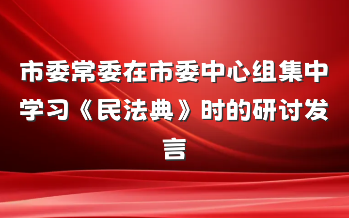 市委常委在市委中心组集中学习《民法典》时的研讨发言