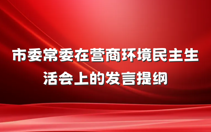 市委常委在营商环境民主生活会上的发言提纲