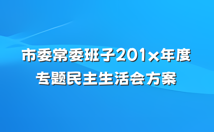 市委常委班子201x年度专题民主生活会方案