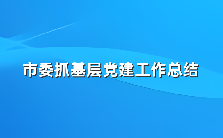市委抓基层党建工作总结