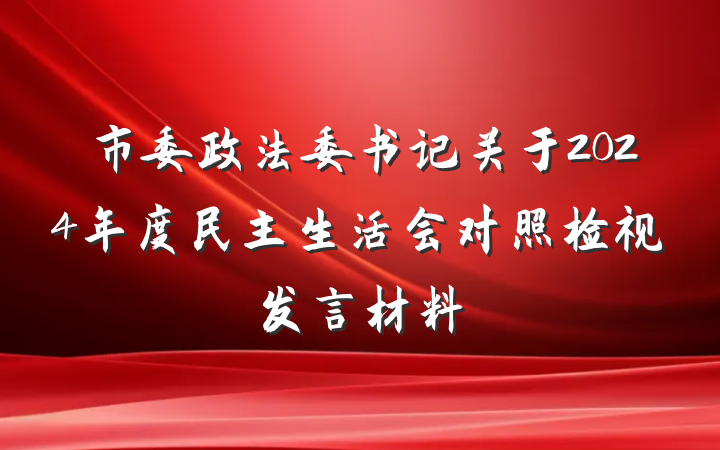 市委政法委书记关于2024年度民主生活会对照检视发言材料