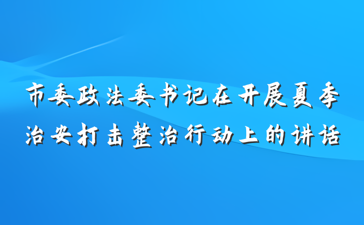 市委政法委书记在开展夏季治安打击整治行动上的讲话