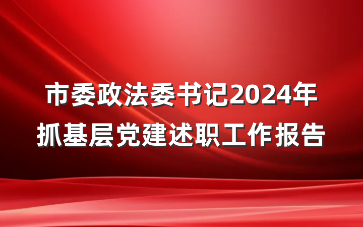 市委政法委书记2024年抓基层党建述职工作报告