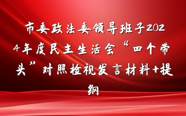 市委政法委领导班子2024年度民主生活会“四个带头”对照检视发言材料 提纲