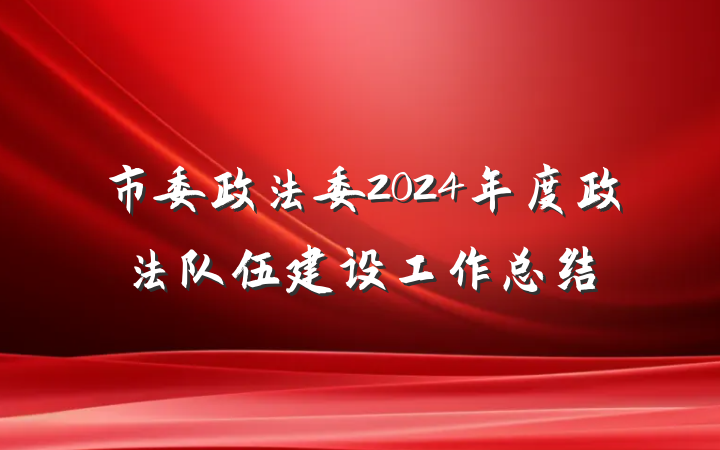 市委政法委2024年度政法队伍建设工作总结