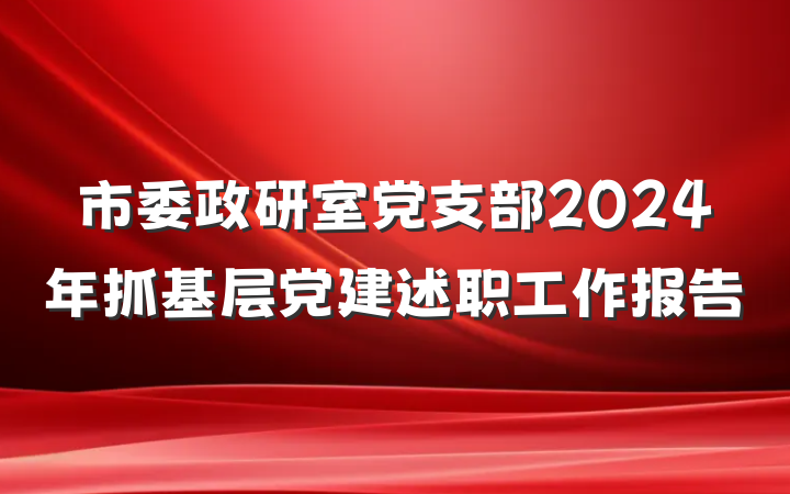 市委政研室党支部2024年抓基层党建述职工作报告