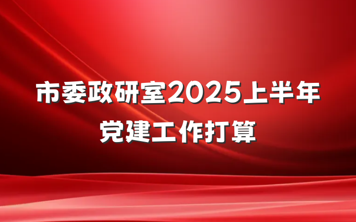 市委政研室2025上半年党建工作打算