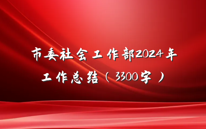 市委社会工作部2024年工作总结（3300字）