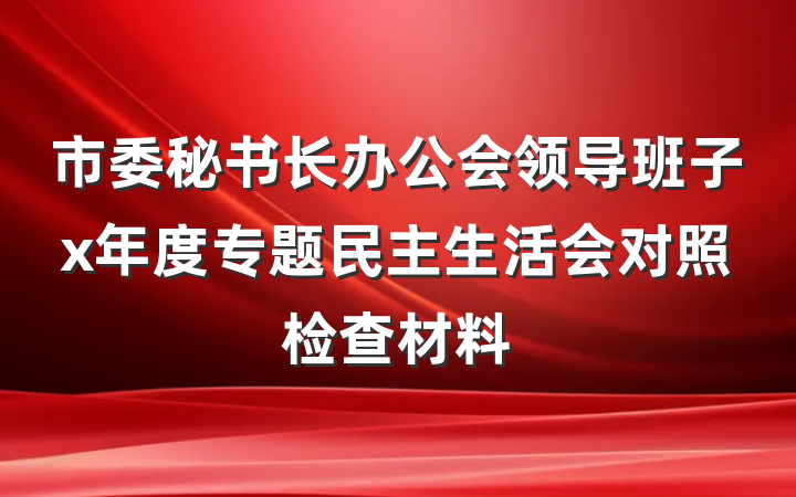市委秘书长办公会领导班子x年度专题民主生活会对照检查材料