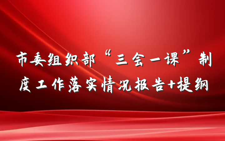 市委组织部“三会一课”制度工作落实情况报告 提纲