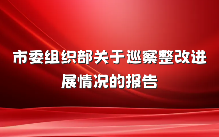 市委组织部关于巡察整改进展情况的报告