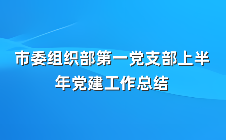 市委组织部第一党支部上半年党建工作总结