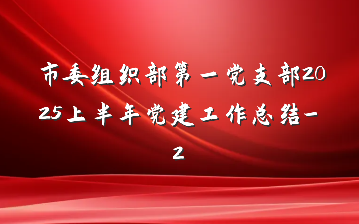 市委组织部第一党支部2025上半年党建工作总结-2