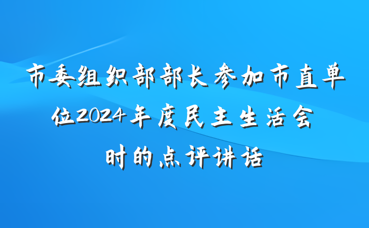 市委组织部部长参加市直单位2024年度民主生活会时的点评讲话