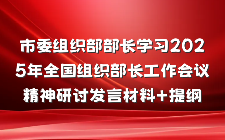 市委组织部部长学习2025年全国组织部长工作会议精神研讨发言材料 提纲
