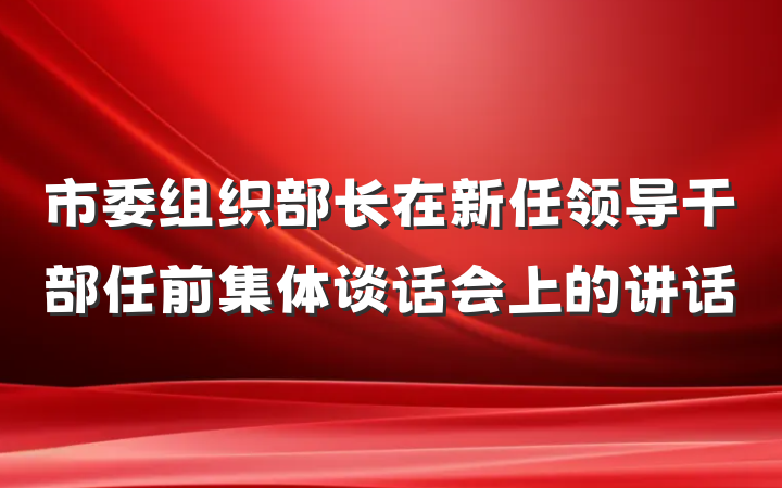 市委组织部长在新任领导干部任前集体谈话会上的讲话