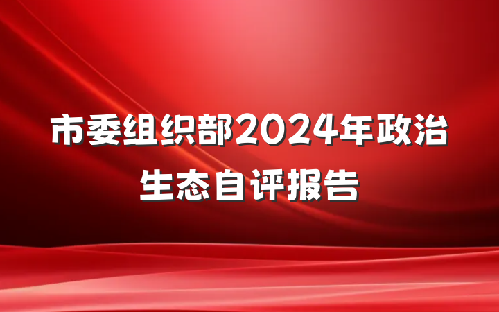 市委组织部2024年政治生态自评报告