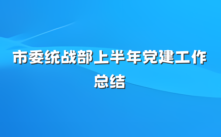 市委统战部上半年党建工作总结