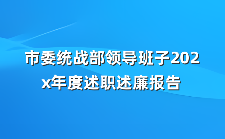 市委统战部领导班子202x年度述职述廉报告