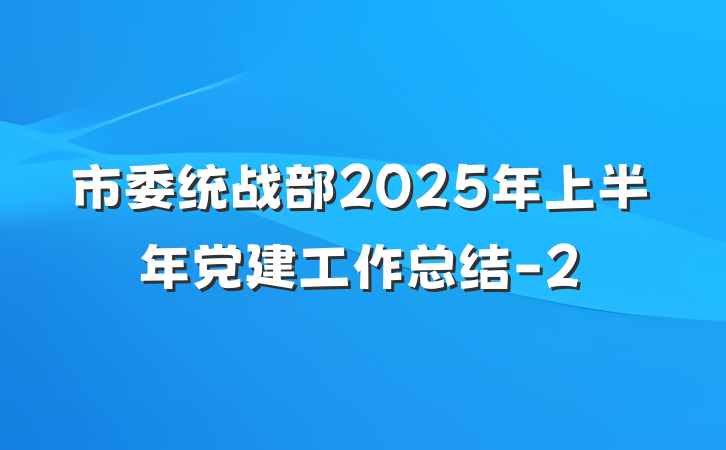 市委统战部2025年上半年党建工作总结-2