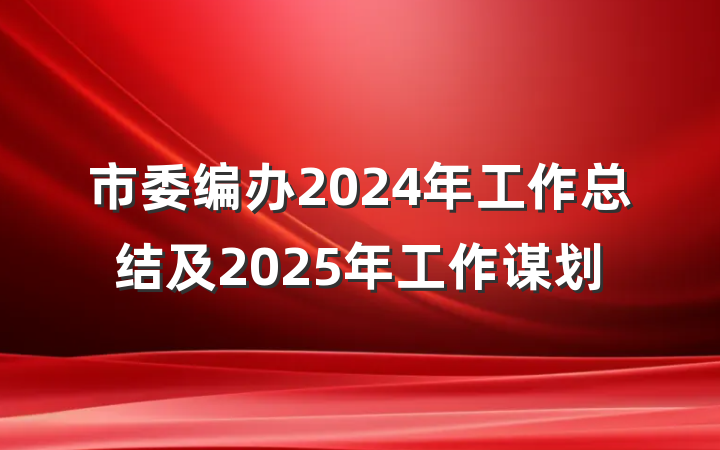 市委编办2024年工作总结及2025年工作谋划