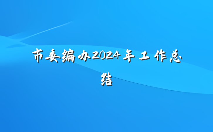 市委编办2024年工作总结