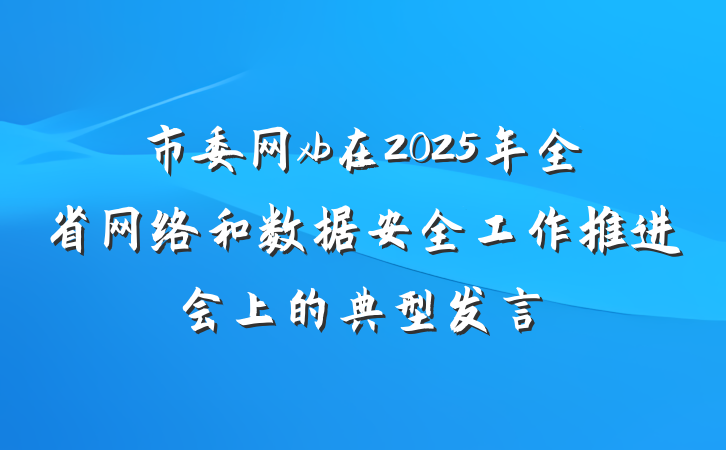 市委网xb在2025年全省网络和数据安全工作推进会上的典型发言