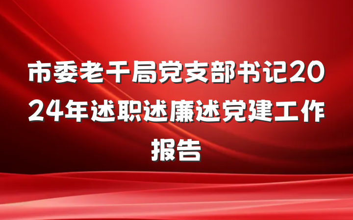市委老干局党支部书记2024年述职述廉述党建工作报告