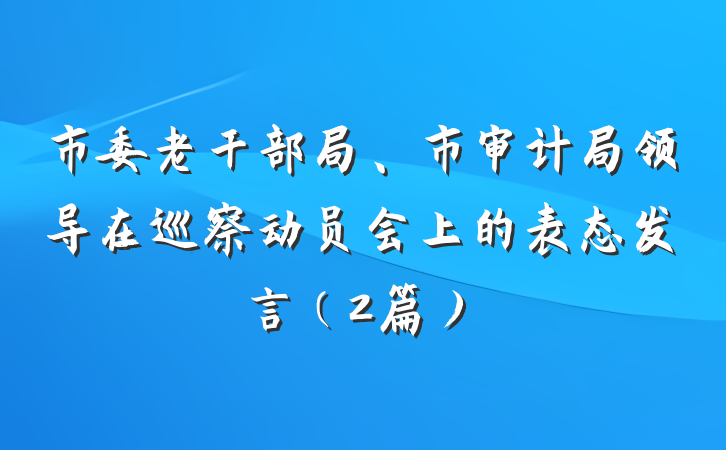 市委老干部局、市审计局领导在巡察动员会上的表态发言（2篇）