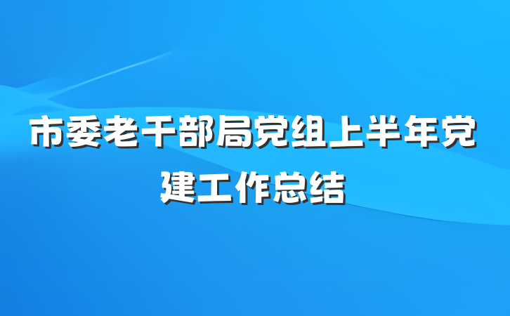 市委老干部局党组上半年党建工作总结