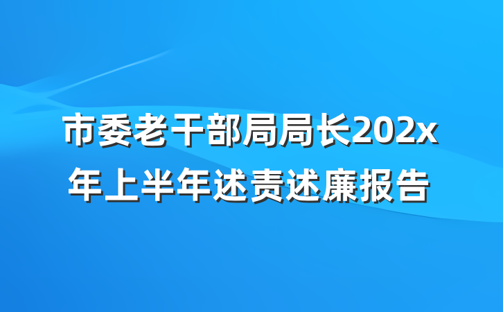 市委老干部局局长202x年上半年述责述廉报告