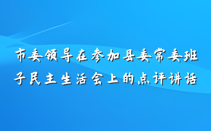 市委领导在参加县委常委班子民主生活会上的点评讲话